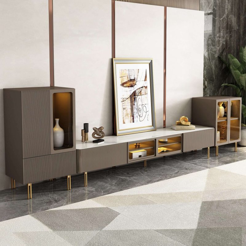 JASIWAY Modern Style TV Stand 78.7-Inch Media Console with Drawers