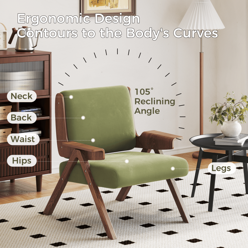 JASIWAY Upholstered Velvet Leisure Chair with Armrest