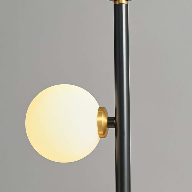 JASIWAY Modern LED Black 9-Light Tree Floor Lamp White Glass Globe