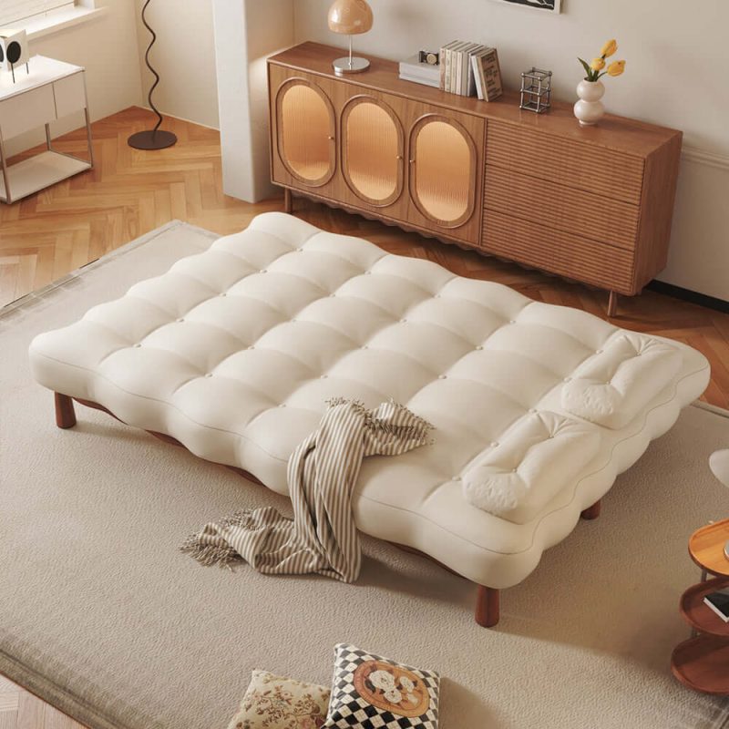 JASIWAY Modern Romantic Convertible Sleeper Beige Sofa Bed