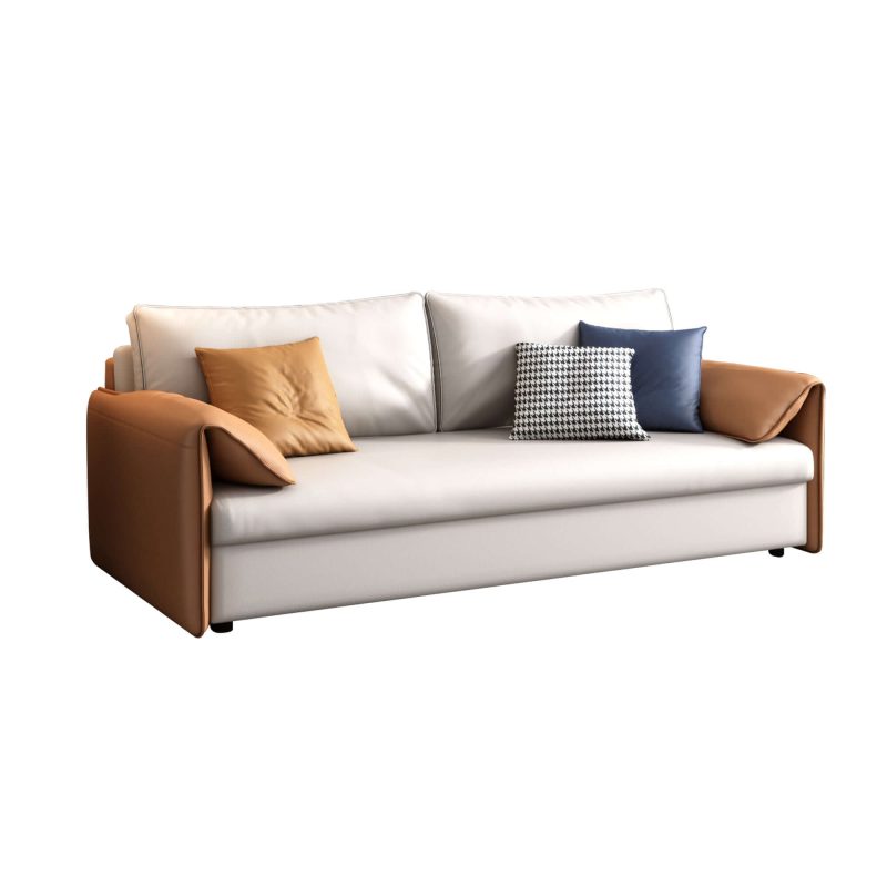 JASIWAY Convertible Sleeper Sofa Stylish Design Leather Sofa Bed with Metal Frame