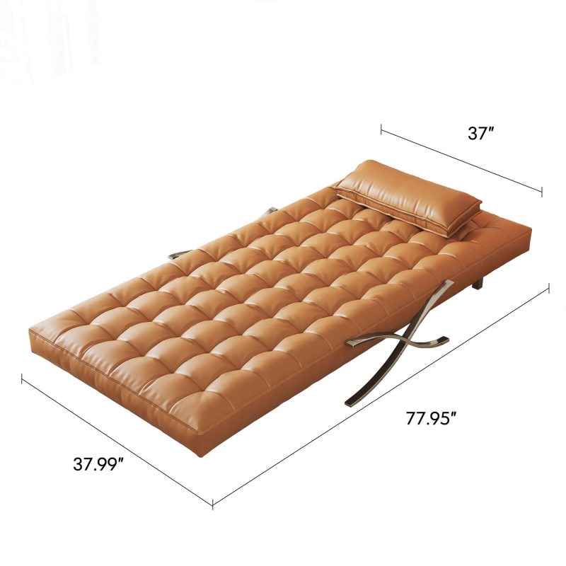 JASIWAY Retro Leather Lazy Barcelona Sofa Chair with Metal Leg