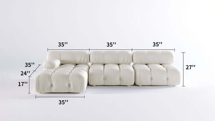 Dimension of Velvet  3 Seaters Left or Right Hand Facing Sofa & Chaise