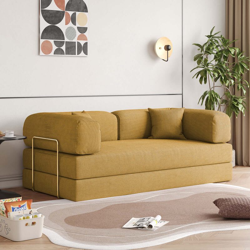 JASIWAY 78.7'' Compress Upholstered Convertible Sofa Bed with Corduroy Fabric