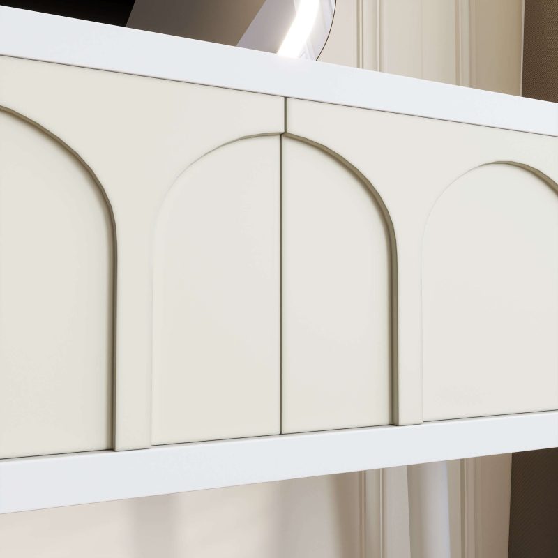 JASIWAY White Black 31.5in. Two Drawer Dresser with Mirror with Chair