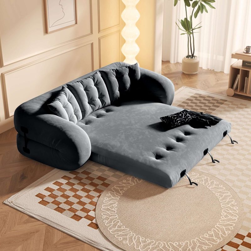 JASIWAY Bean Bag Style Pet-friendly Folding Floor Velvet Sleeper Sofa Bed