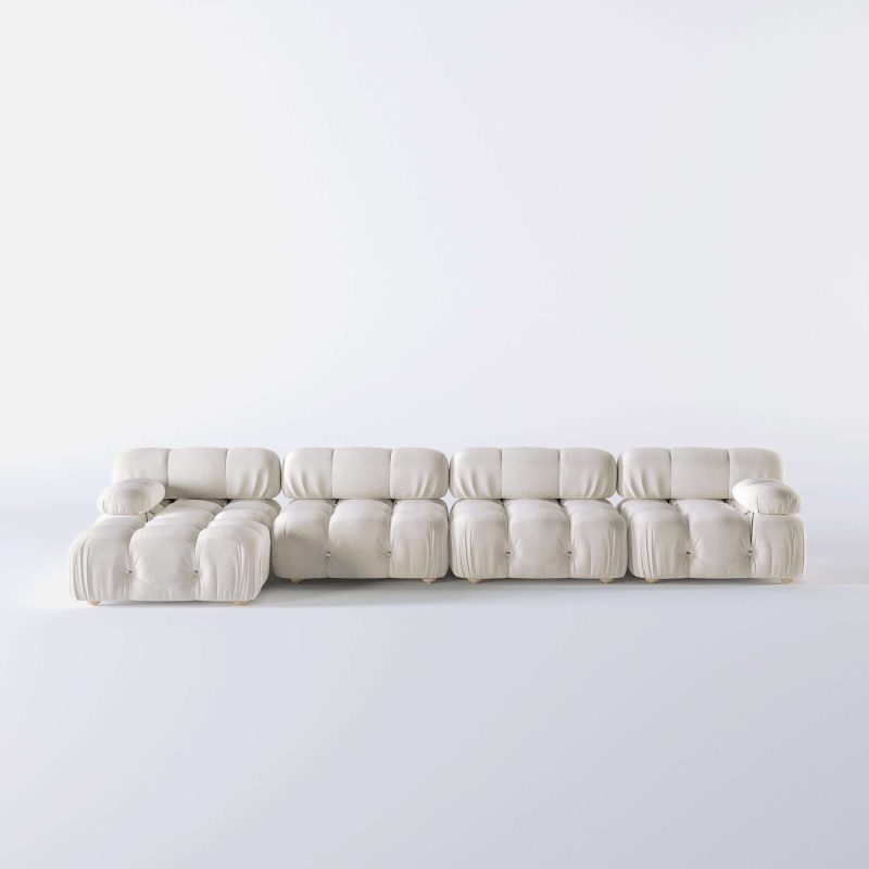 JASIWAY Velvet 4 Seaters Facing Sofa & Chaise