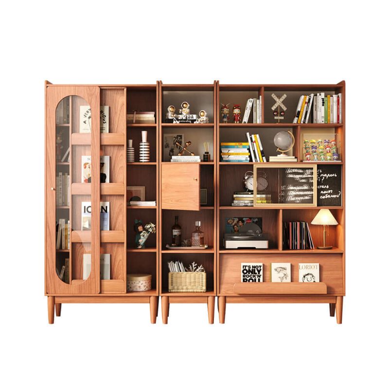 JASIWAY Wooden Bookcase Combo Multifunctional Storage and Display Cabinet