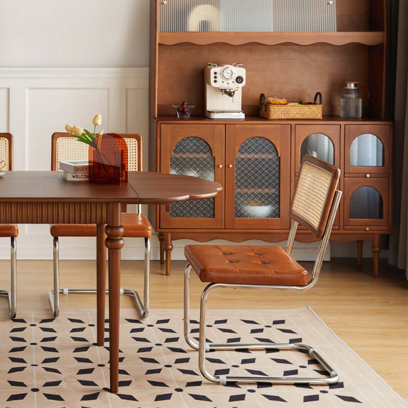 JASIWAY Boxwood Solid Wood Chair (Set of 2) with Cane Weaving