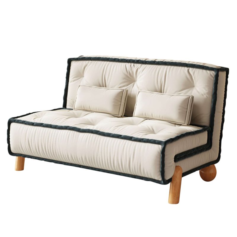 JASIWAY Convertible Armless Sleeper Sofa Bed Single Chair with Solid Wood Legs