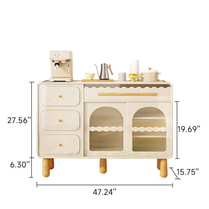 JASIWAY Wood Sideboard Perforated Storage Cabinet