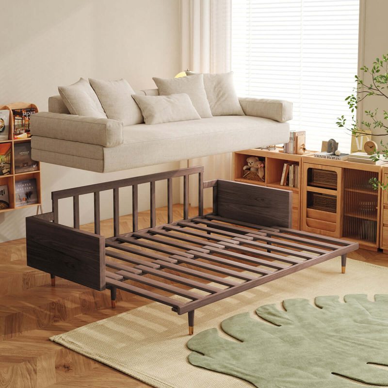 JASIWAY 3 Seater Sofa Bed with Wooden Frame – Pull-Out Design, Modern Convertible Couch