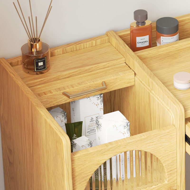 JASIWAY Wooden Makeup Vanity Practical Dressing Table with 1 Drawer & 1 Cabinet