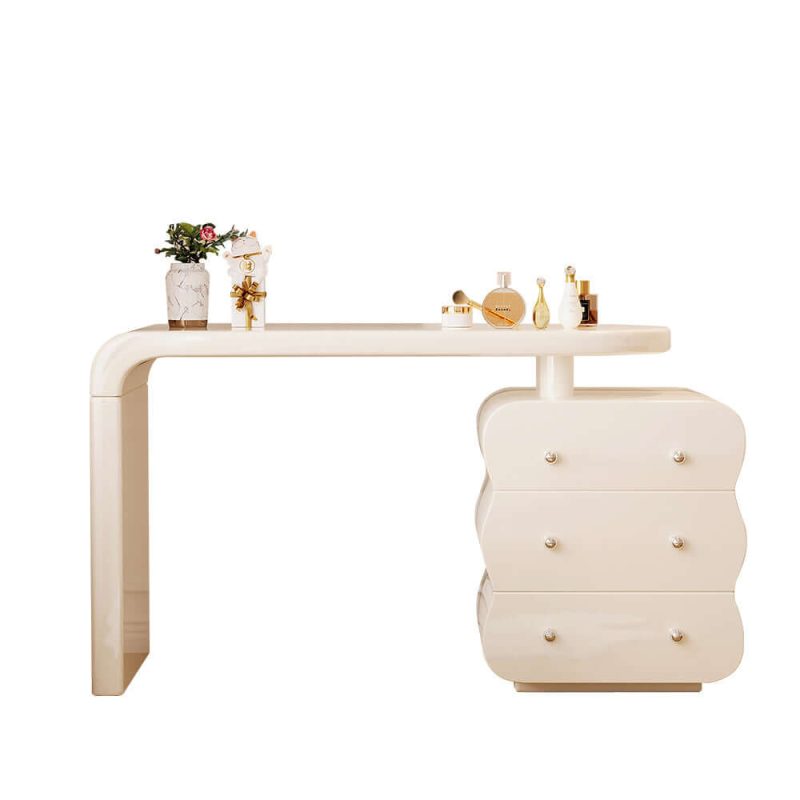 JASIWAY White Makeup Vanity with Adjustable 3-Drawer Side Cabinet Position