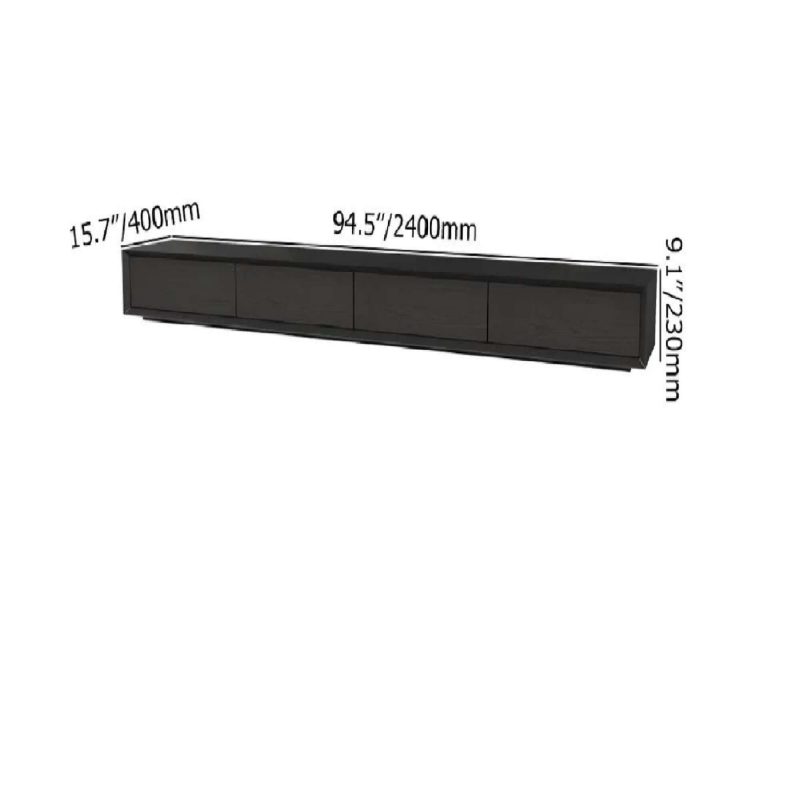 JASIWAY Modern Black Rectangular TV Stand Wood Media Console 4 Drawers for TVs Up to 88"