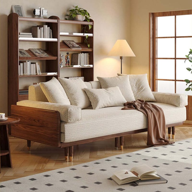 JASIWAY 3 Seater Sofa Bed with Wooden Frame – Pull-Out Design, Modern Convertible Couch