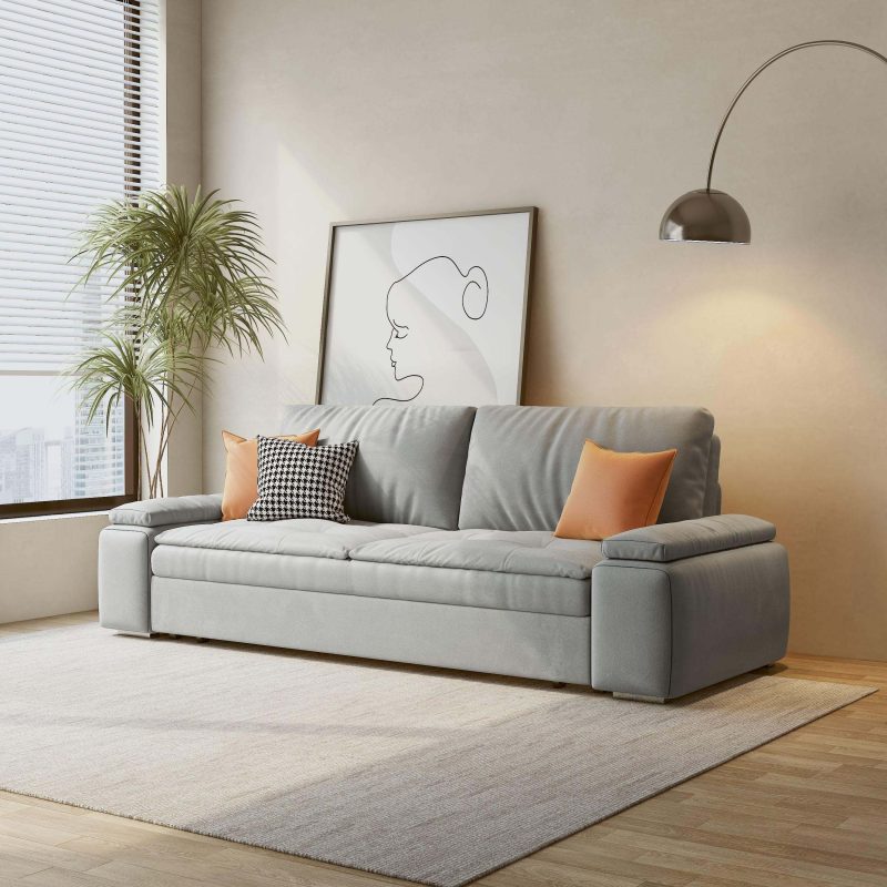 JASIWAY Modern Convertible Sleeper Sofa Bed with Storage Pull Out