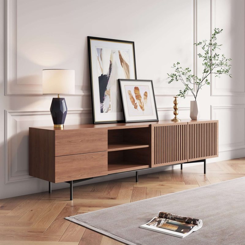 JASIWAY Media Console Storage TV Stand with 2 Drawers & 2 Doors for TVs up to 78"