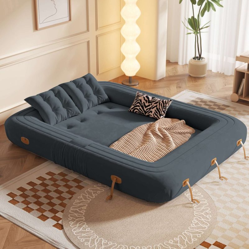 JASIWAY Bean Bag Style Pet-friendly Folding Floor Velvet Sleeper Sofa Bed