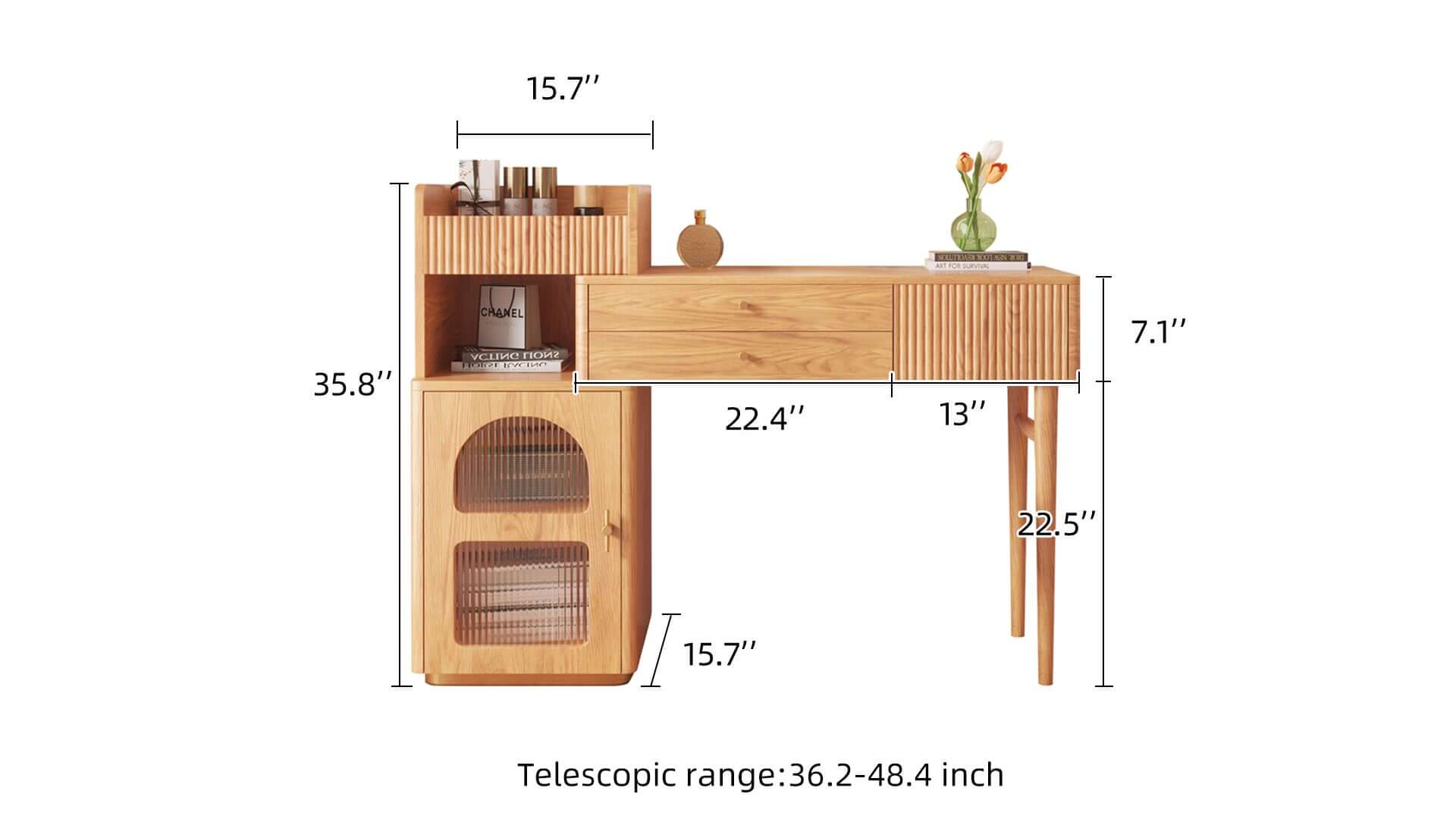 Dimension of Wooden Dressing Table with LED Mirror