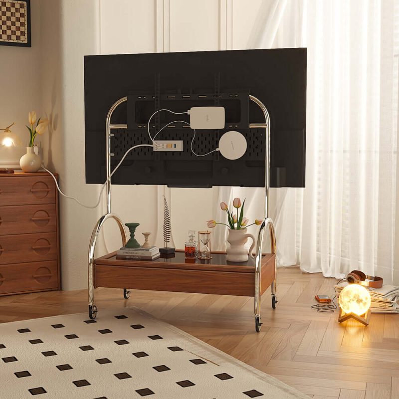 JASIWAY Modern Movable TV Stand Wood Small Media Console for Living Room