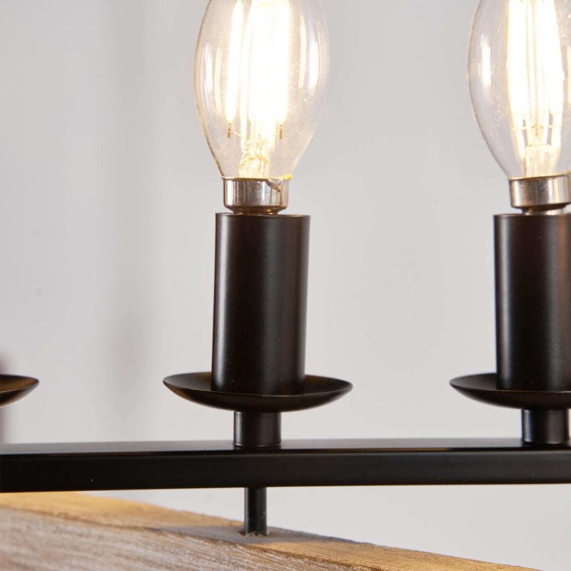 JASIWAY 6-light Chandelier Rustic Pendant Light with Wood Accents