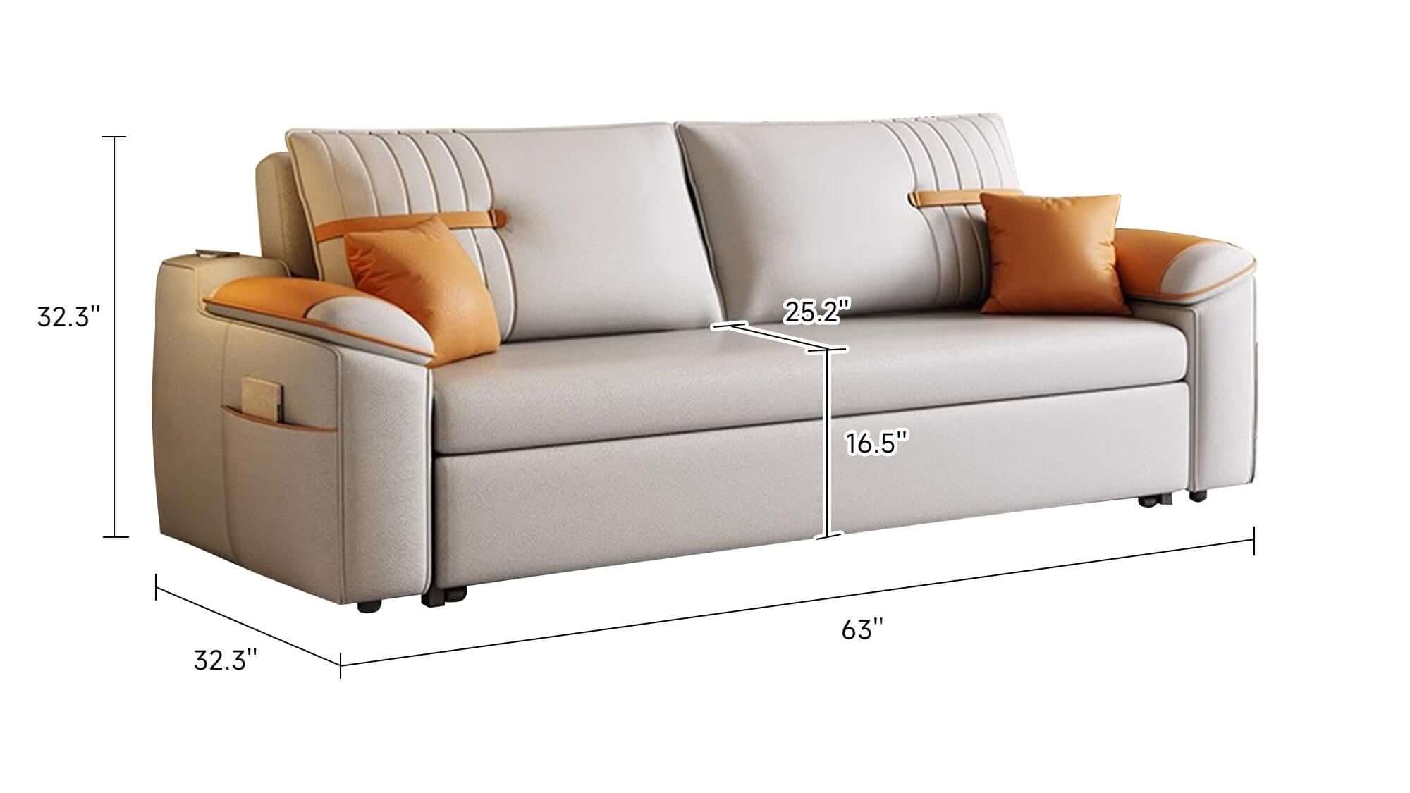 Dimension of Convertible Sleeper Sofa Bed with Storage