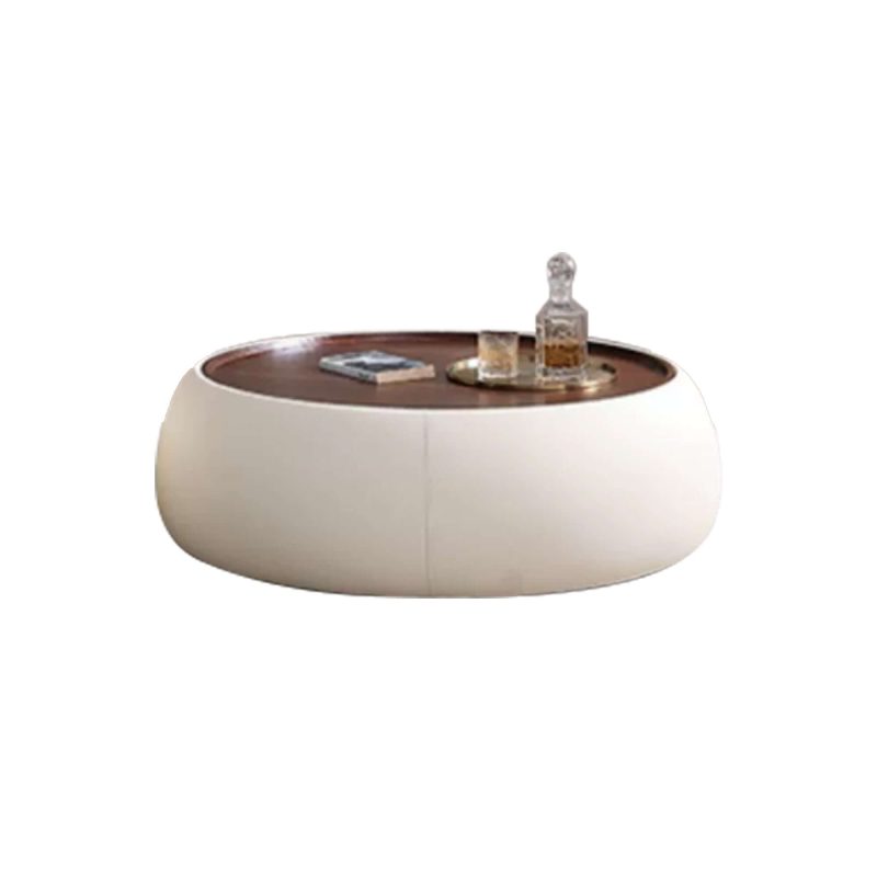 JASIWAY Light Luxury Modern Round Coffee Table with Storage