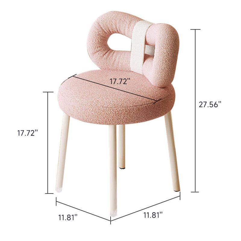JASIWAY Creamy Vintage Makeup Chair Gentle Pink Butterfly Chair