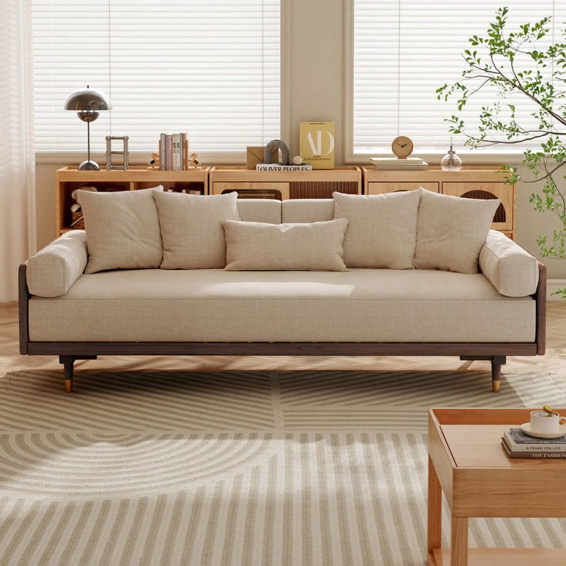 JASIWAY 3 Seater Sofa Bed with Wooden Frame – Pull-Out Design, Modern Convertible Couch