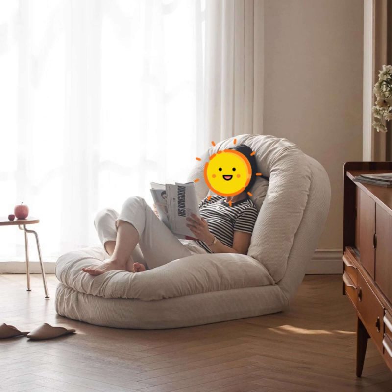 JASIWAY Modern Convertible Sleeper Sofa Bed Lazy Sofa Beige Teddy velvet
