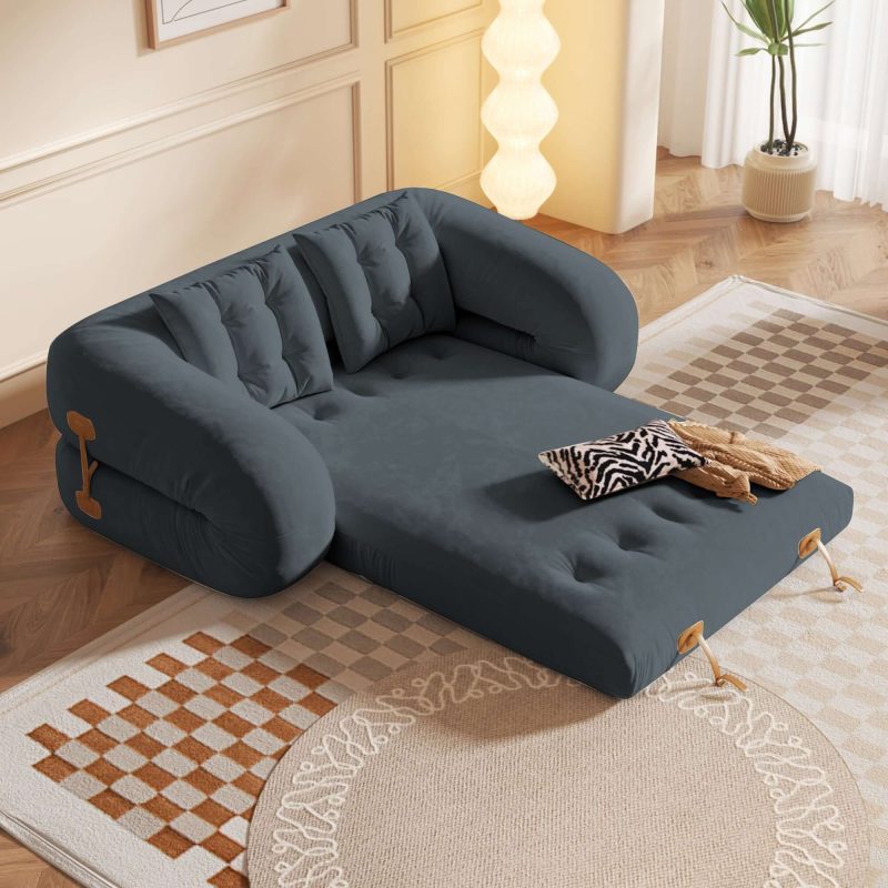 JASIWAY Bean Bag Style Pet-friendly Folding Floor Velvet Sleeper Sofa Bed