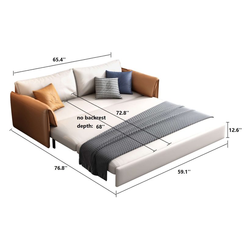 JASIWAY Convertible Sleeper Sofa Stylish Design Leather Sofa Bed with Metal Frame