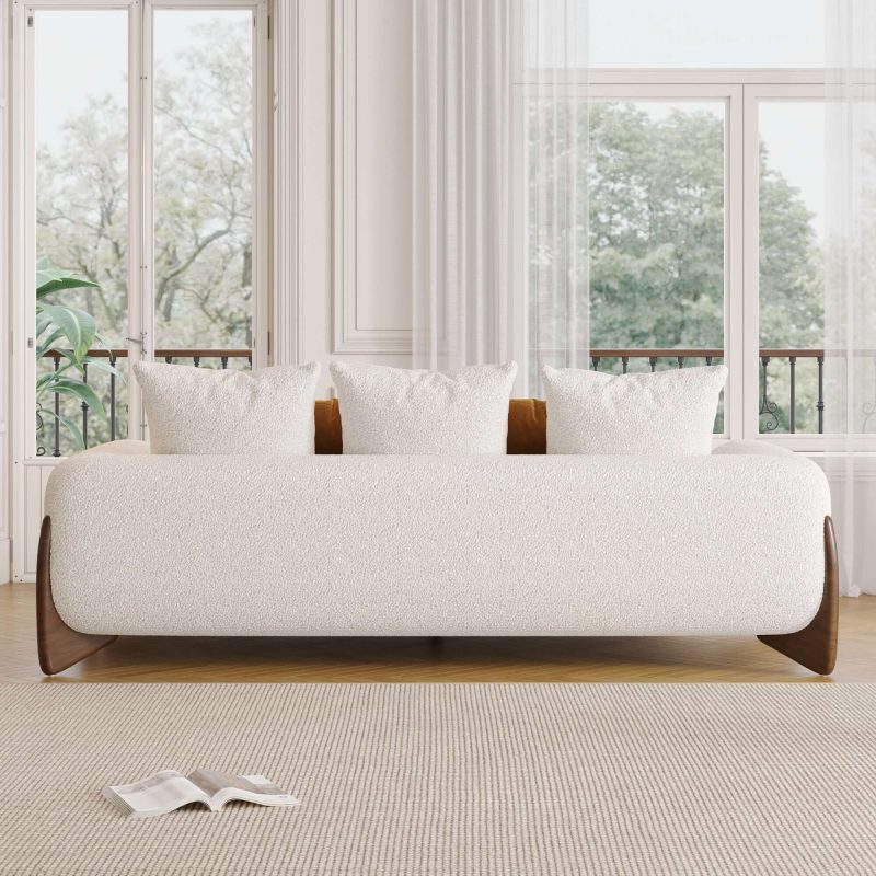 JASIWAY 89 Inches Modern 3 seater sofa with Solid Wood Legs
