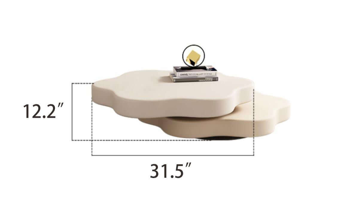Dimension of Living Room Cloud Coffee Table with Rotating Shelf