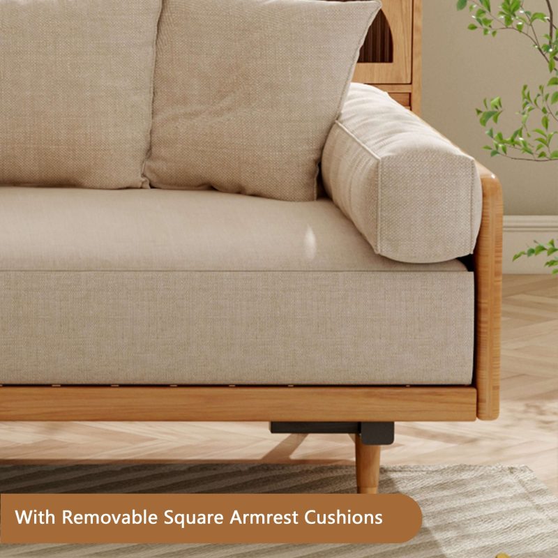JASIWAY 82.68 Inches Modern Retractable Solid Wood Sleeper Sofa Bed