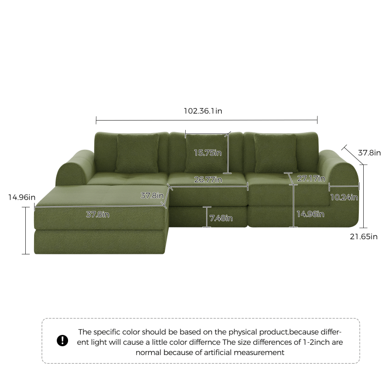 JASIWAY Convertible Modular Sofa Bed Floor Combine Freely
