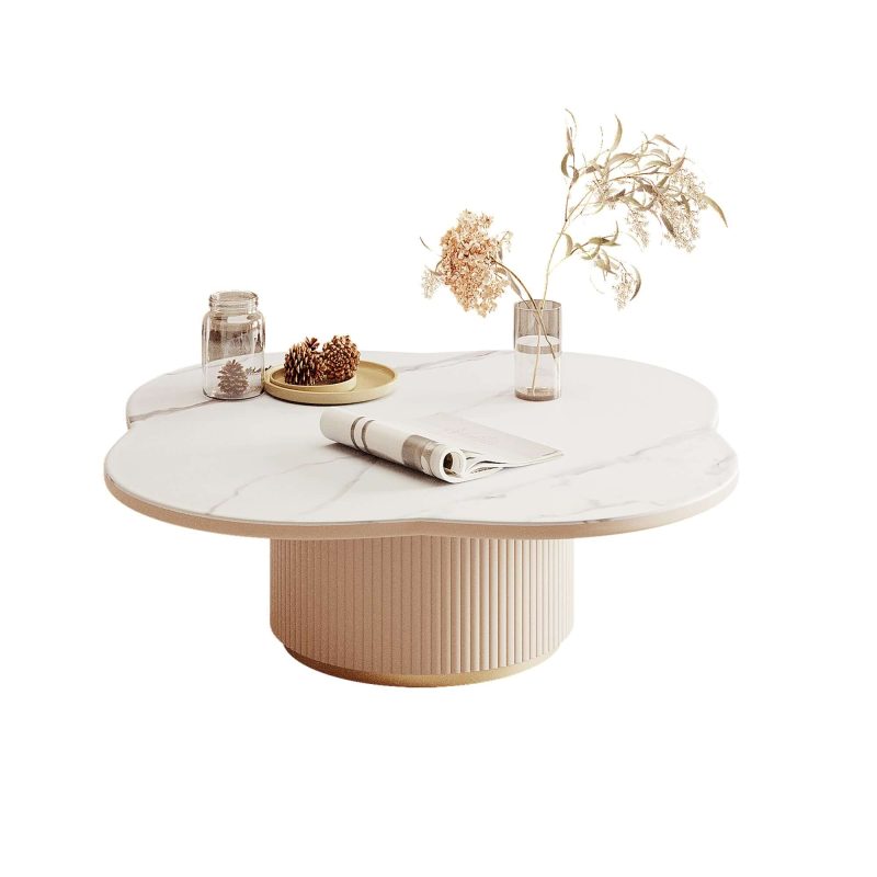 JASIWAY Modern White Slate Tea Table Table Side Combination for Living Room