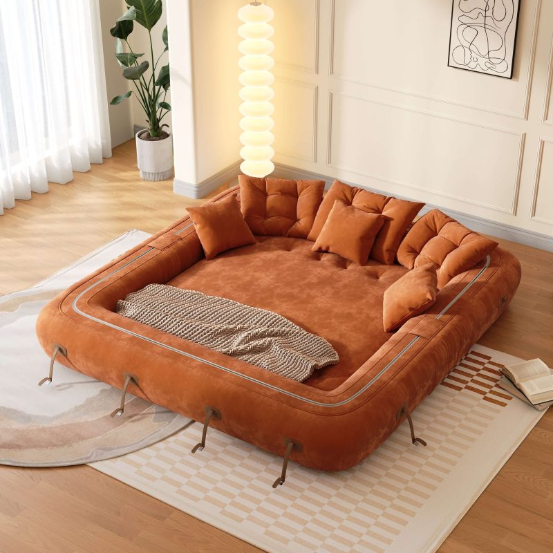 JASIWAY Bean Bag Style Pet-friendly Folding Floor Velvet Sleeper Sofa Bed