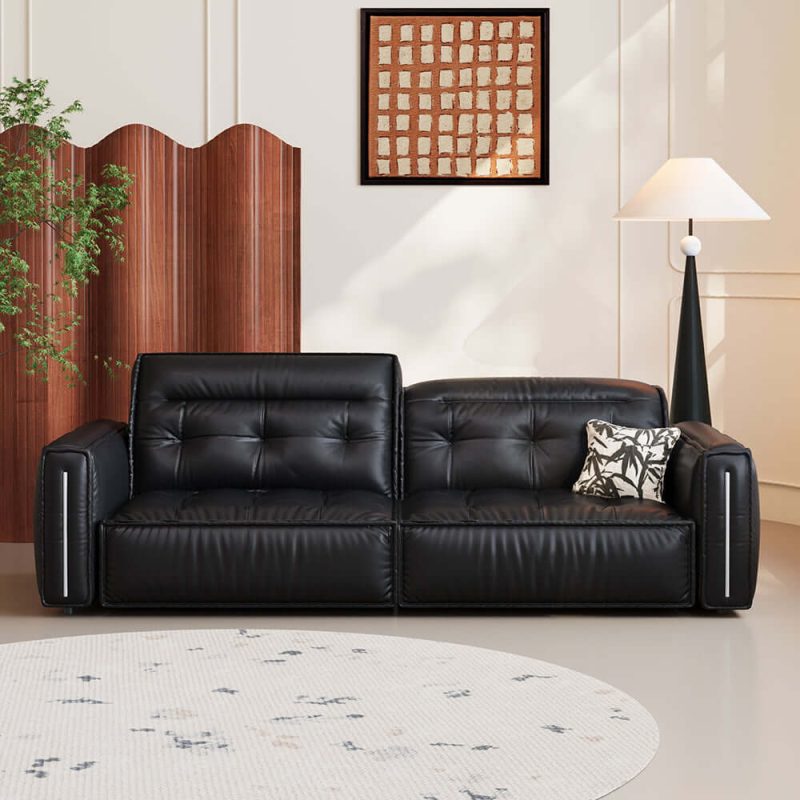 JASIWAY Smart Electric Leather Sofa Bed Couch - Vintage-Style Recliner Design