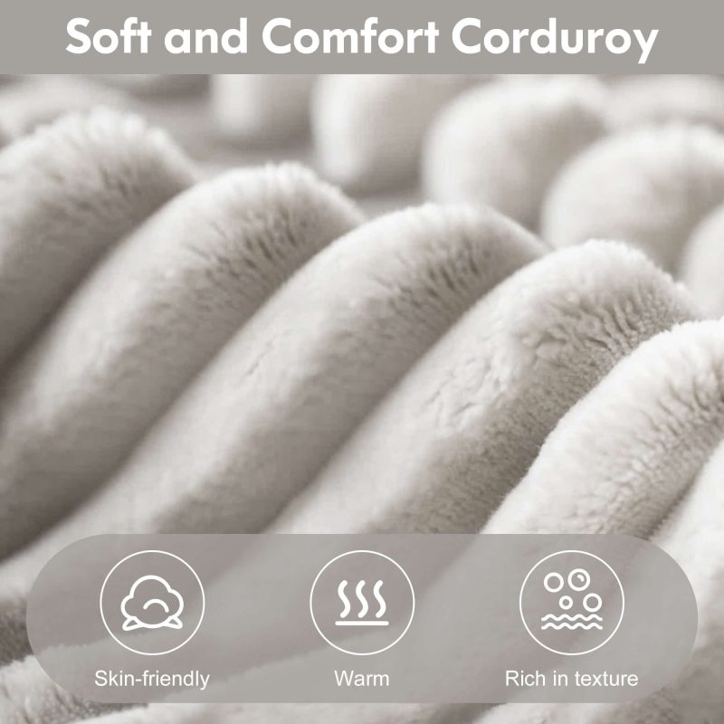 JASIWAY L-shape Beige Color Corduroy Sofa with Ottoman