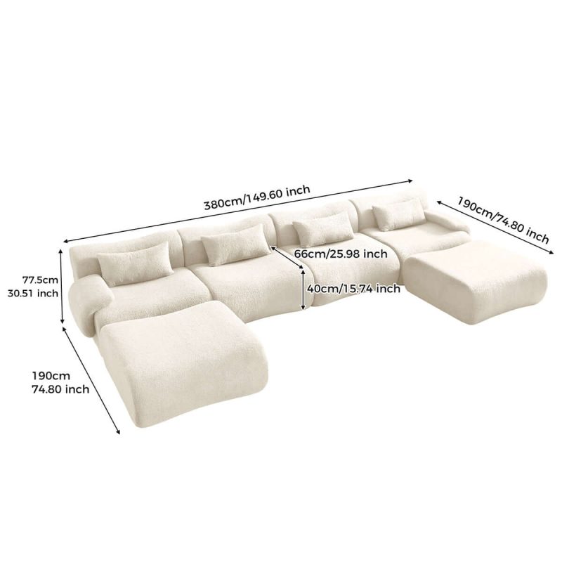 JASIWAY Modern Teddy Velvet Upholstered Sectional Sofa Modular Sofa