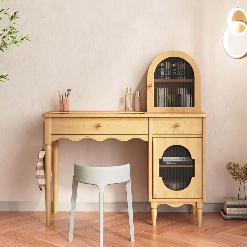 JASIWAY Wooden Makeup Vanity Set with Jewelry Storage & Side Cabinet