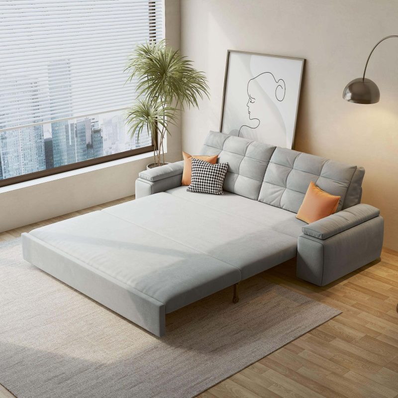 JASIWAY Modern Convertible Sleeper Sofa Bed with Storage Pull Out