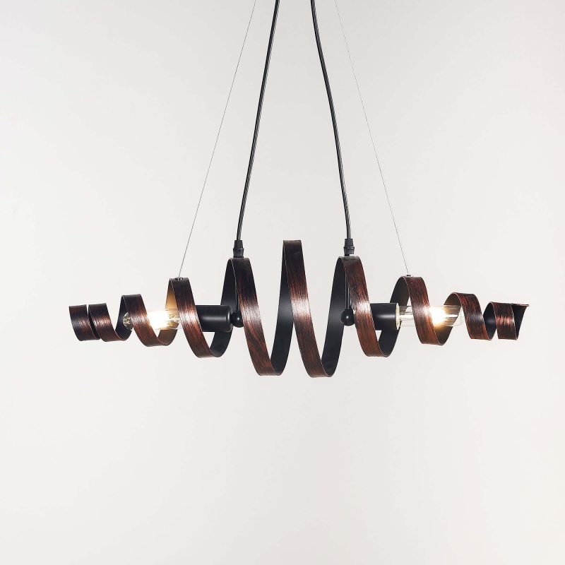 JASIWAY 2-Light Spiral Chandelier Pendant Spring Shaped Metal Suspension