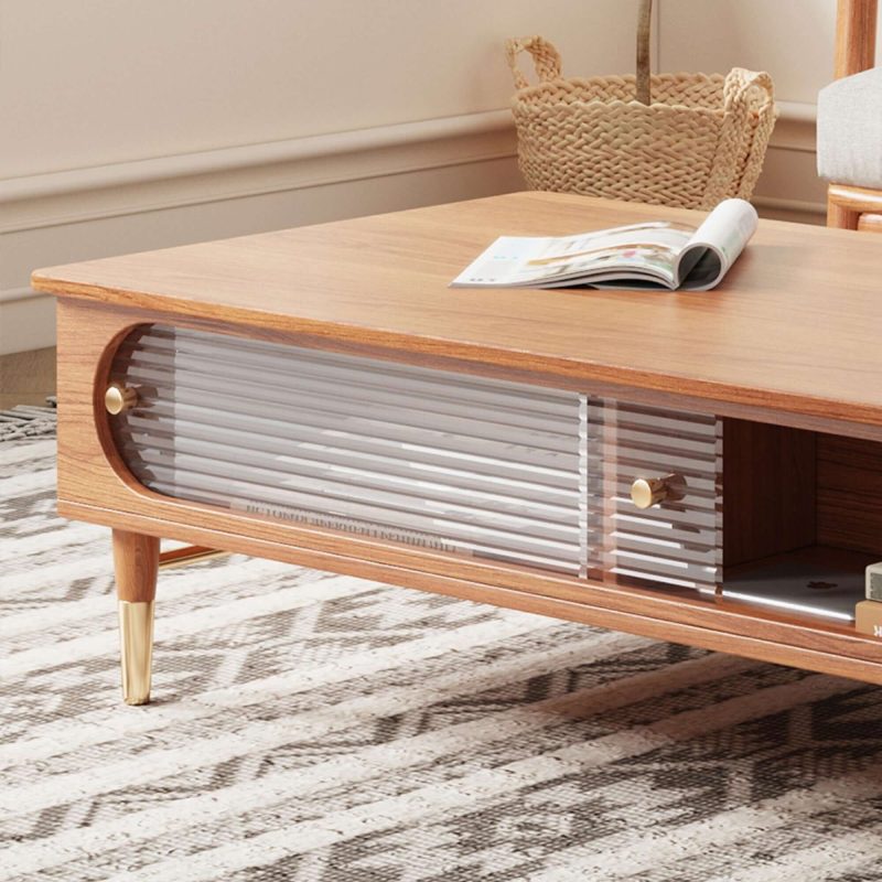 JASIWAY Rectangular Wooden Storage Coffee Table for Living Room