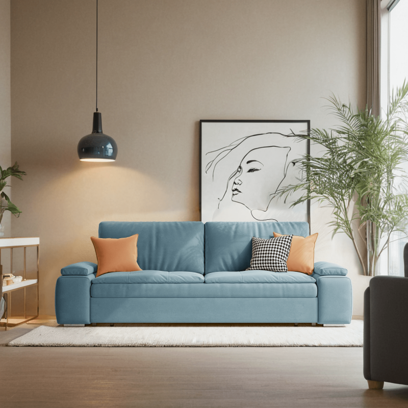 JASIWAY Modern Convertible Sleeper Sofa Bed with Storage Pull Out