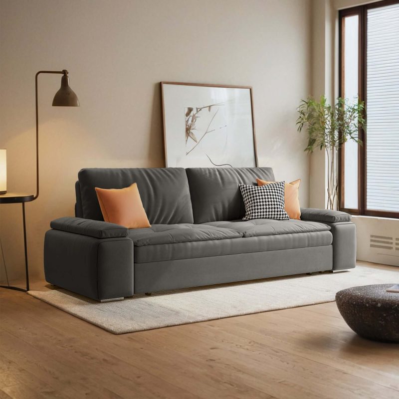 JASIWAY Modern Convertible Sleeper Sofa Bed with Storage Pull Out