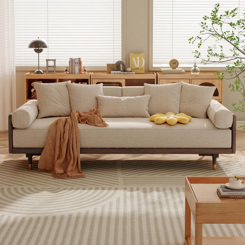 JASIWAY 3 Seater Sofa Bed with Wooden Frame – Pull-Out Design, Modern Convertible Couch