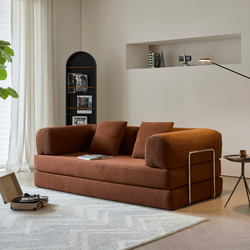 JASIWAY 78.7'' Compress Upholstered Convertible Sofa Bed with Corduroy Fabric